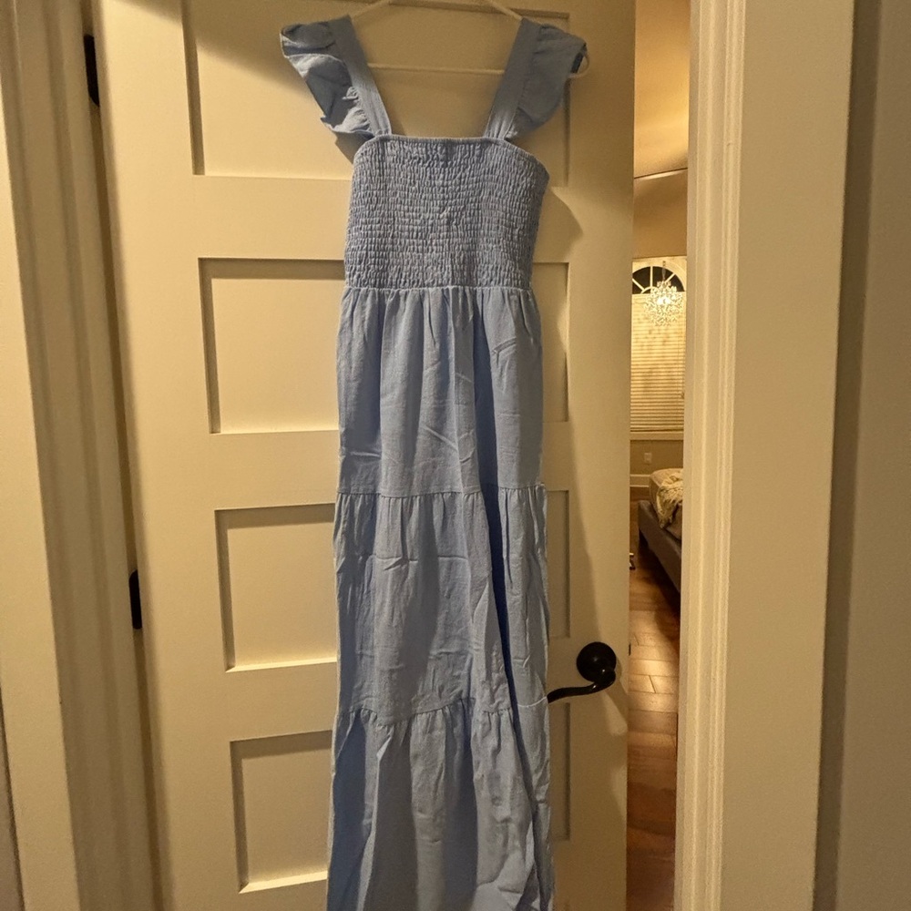 Light Blue Ruffled Maxi Dress
